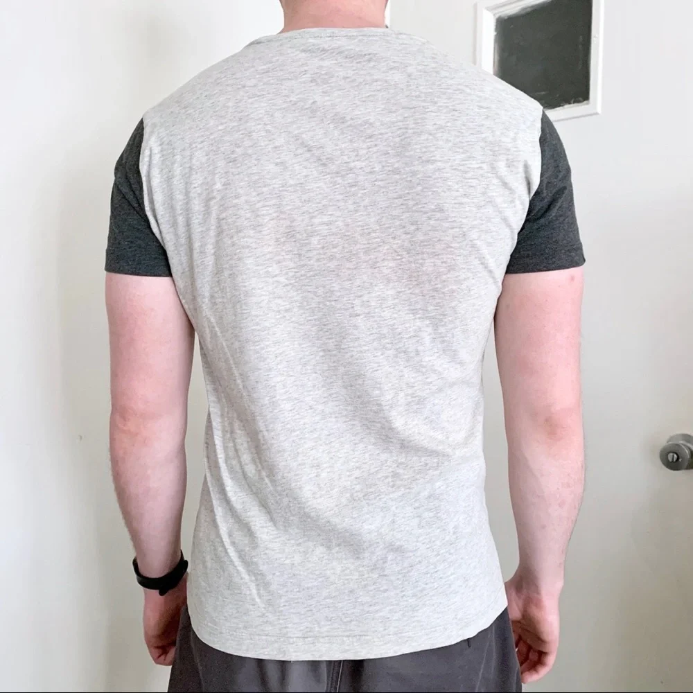 Banana Republic Soft Wash T-Shirt Gray Colorblock Crewneck Raglan Summer Casual